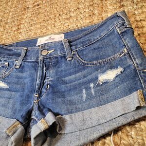 y2k Hollister Low Rise Micro Mini Denim Jean Shorts Vintage Cuffed Slouchy 3 26